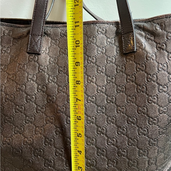Gucci signature monogram brown leather tote - Picture 10 of 16